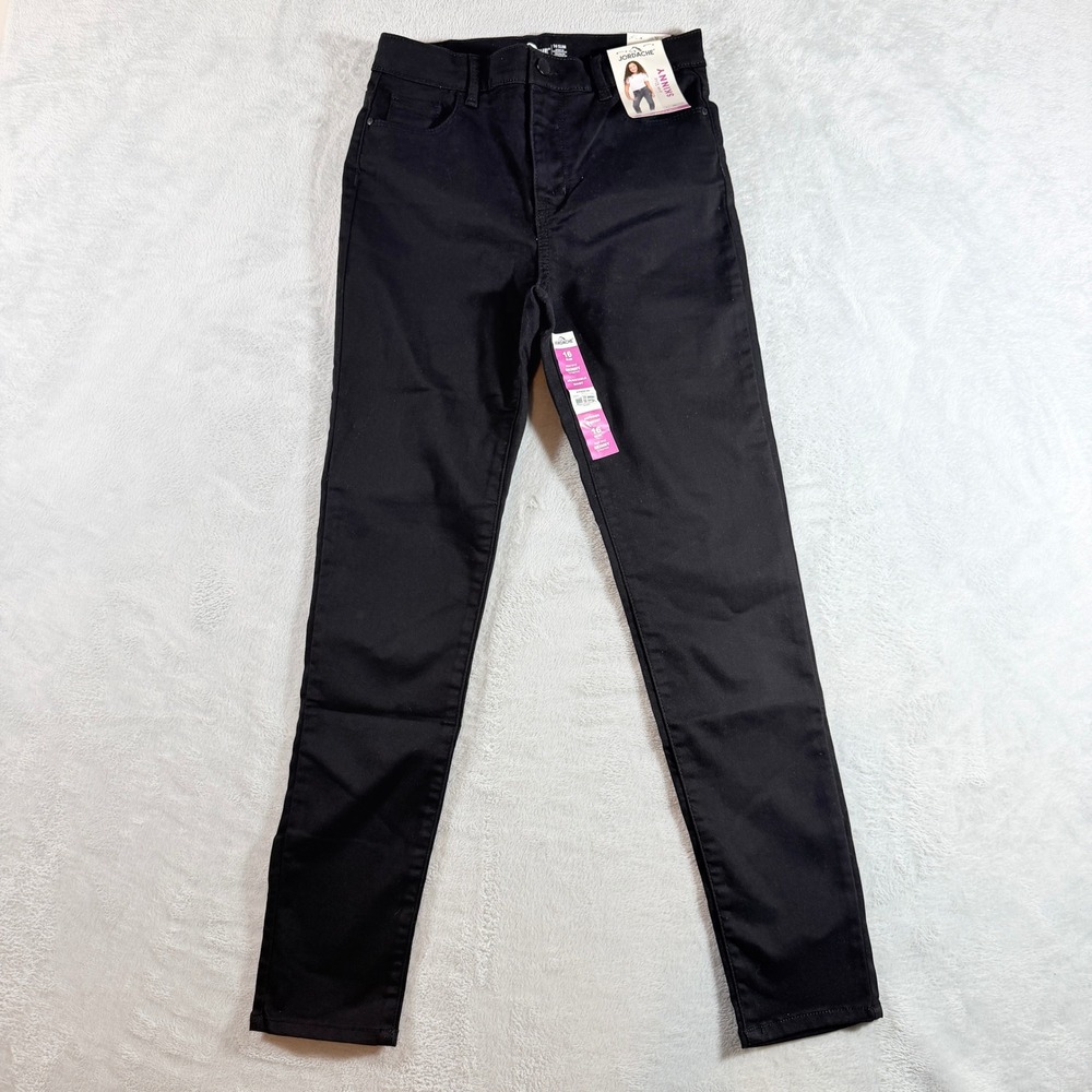 Jordache Girls High Rise Skinny Jeans 16 Slim Black Adjustable Waist Stretch NWT